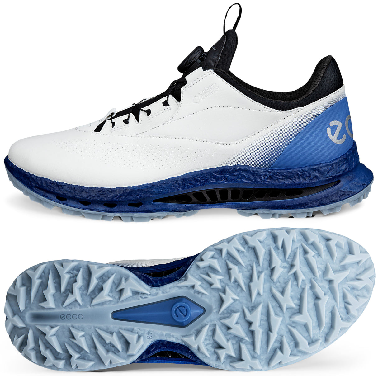 Ecco Biom C5 GTX BOA Herren Golfschuhe, Weiß / Schwarz / Blau - Golflaedchen.de