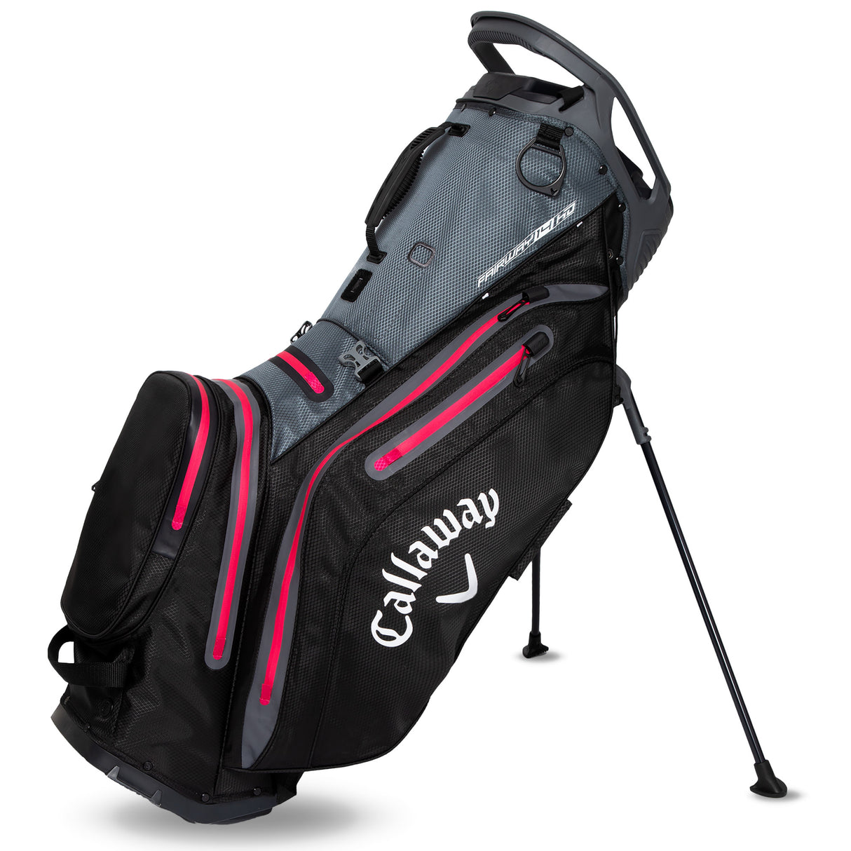 Callaway 2025 Fairway 14 HD Waterproof Damen Standbag, Dunkelgrau / Schwarz / Pink - Golflaedchen.de