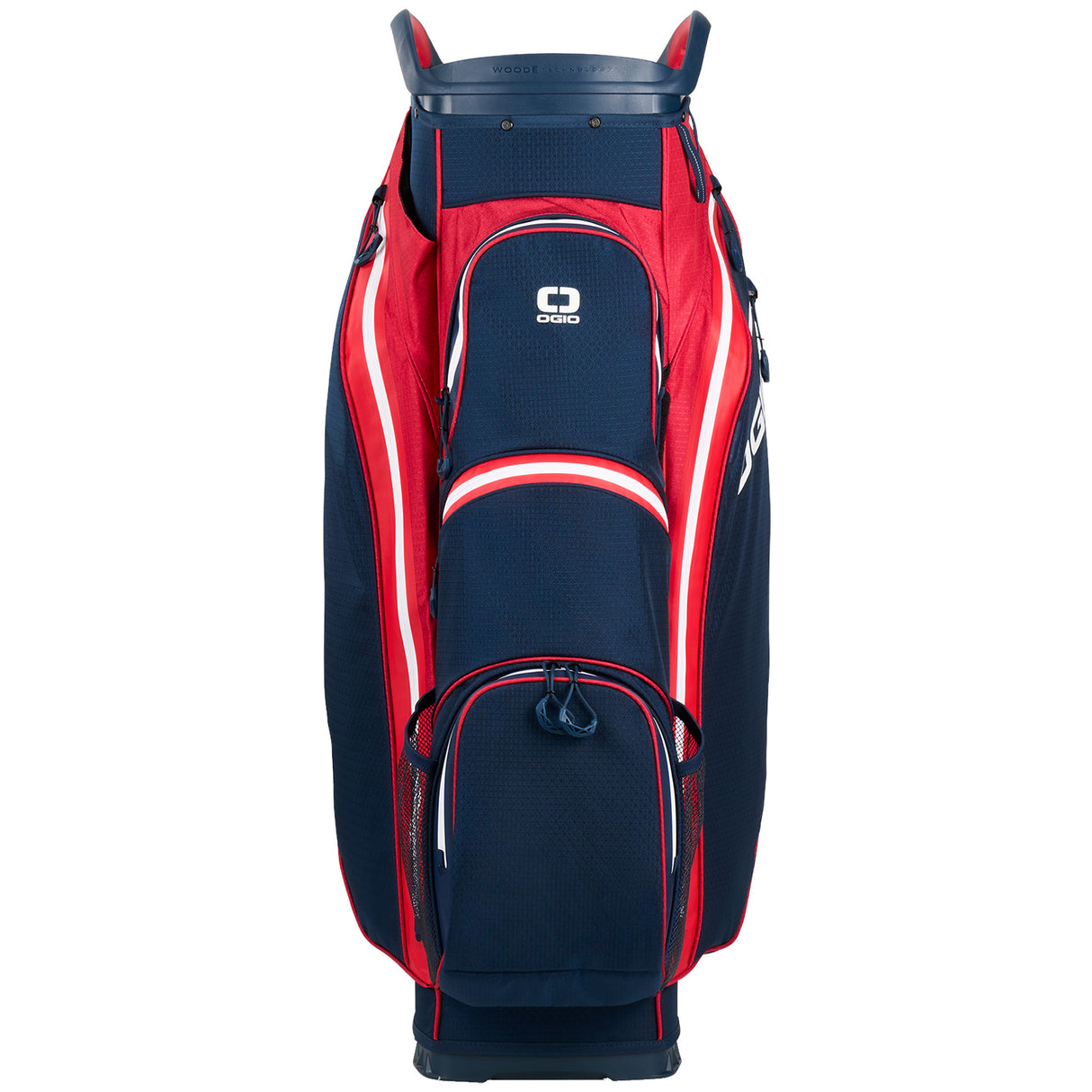 Ogio 2025 All Elements Silencer Waterproof Cartbag / Golfbag, Red / White / Blue - Golflaedchen.de