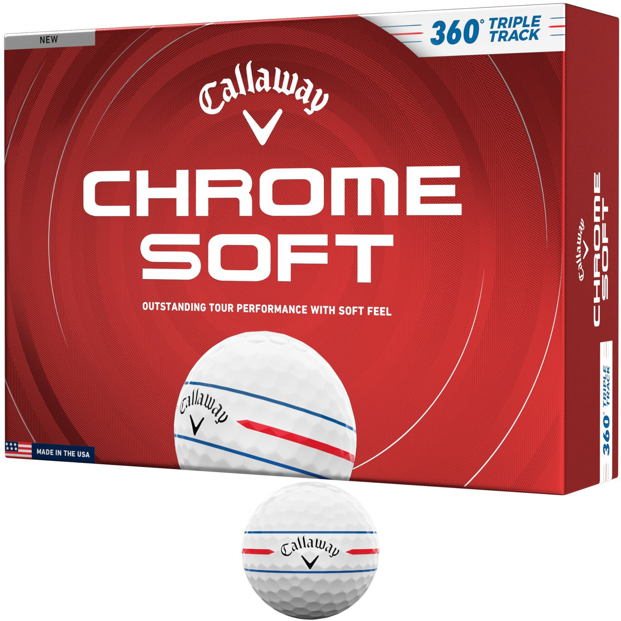 Callaway 2026 Chrome Soft Golfbälle, 360 Triple Track, Weiß, 12 Stück - Golflaedchen.de