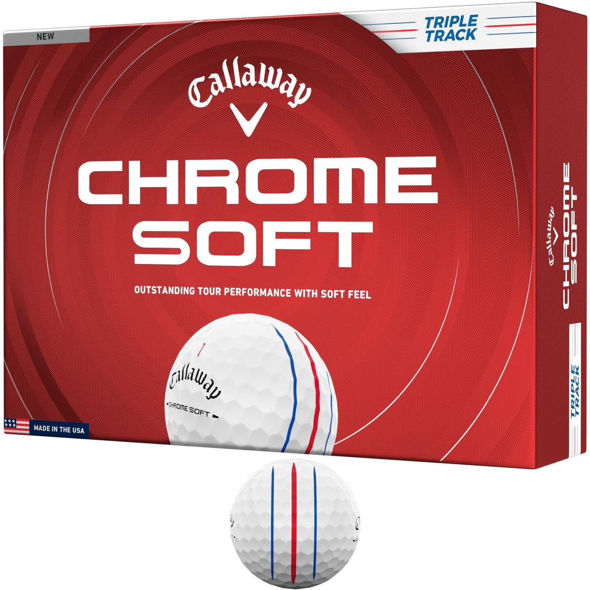 Callaway 2026 Chrome Soft Golfbälle, Triple Track, Weiß, 12 Stück - Golflaedchen.de