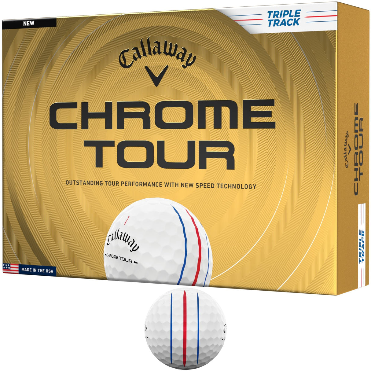 Callaway 2026 Chrome Tour Golfbälle, Triple Track, Weiß, 12 Stück - Golflaedchen.de