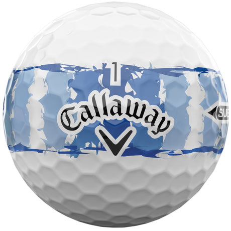 Callaway 2026 Supersoft Bälle, Distressed Stripe, Weiß / Blau - Golflaedchen.de