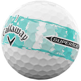 Callaway 2026 Supersoft Bälle, Distressed Stripe, Weiß / Türkis - Golflaedchen.de