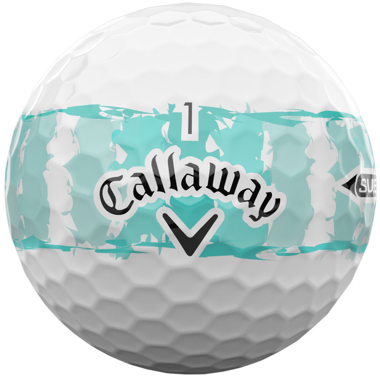 Callaway 2026 Supersoft Bälle, Distressed Stripe, Weiß / Türkis - Golflaedchen.de