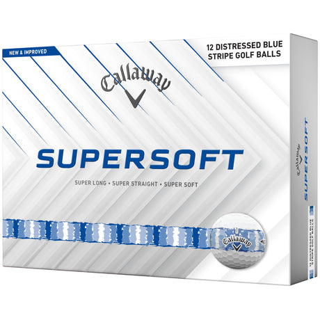 Callaway 2026 Supersoft Bälle, Distressed Stripe, Weiß / Blau - Golflaedchen.de