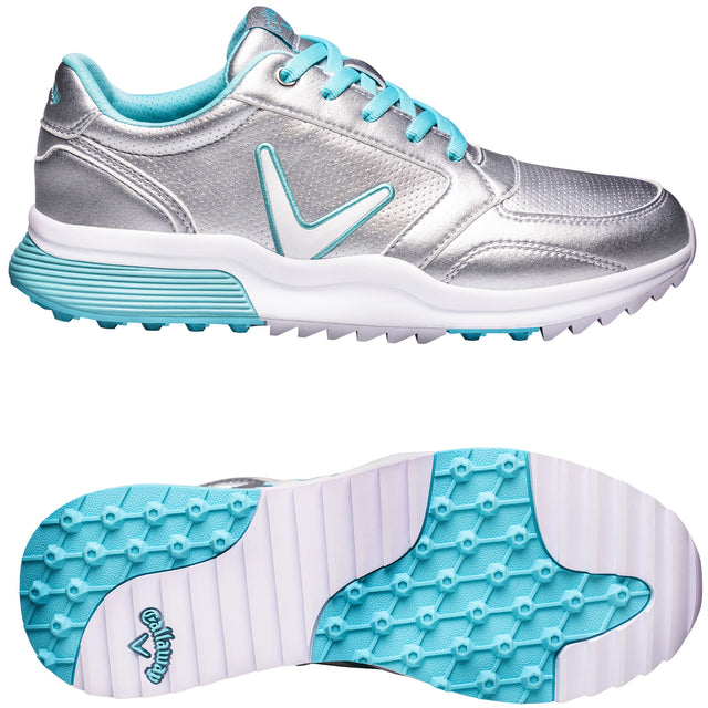 Callaway Aurora Damen Golfschuhe, Silbergrau / Türkis - Golflaedchen.de