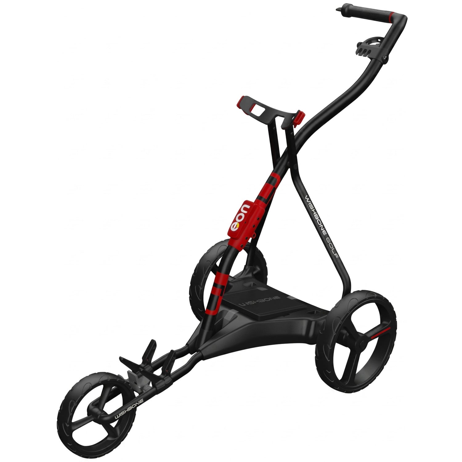Wishbone EON 2026 Elektro Golftrolley inkl. Schirmhalter und Scorecardhalter, Schwarz / Rot - Golflaedchen.de