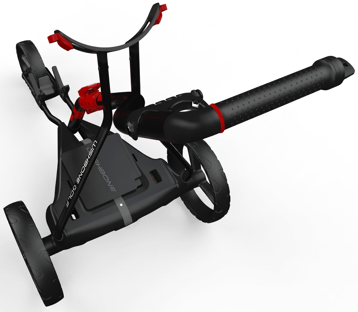 Wishbone EON 2026 Elektro Golftrolley inkl. Schirmhalter und Scorecardhalter, Schwarz / Rot - Golflaedchen.de